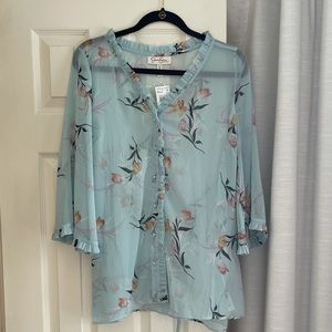 Sheer floral Jessica Simpson maternity top